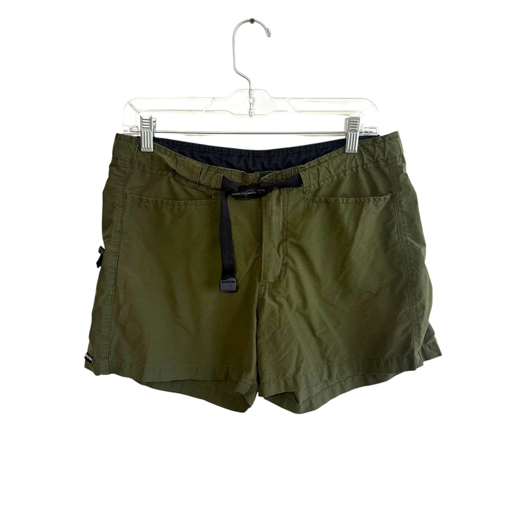 VTG Prana Medium Olive Green Belted Shorts Active Outdoor Hiking Travel Gorpcore